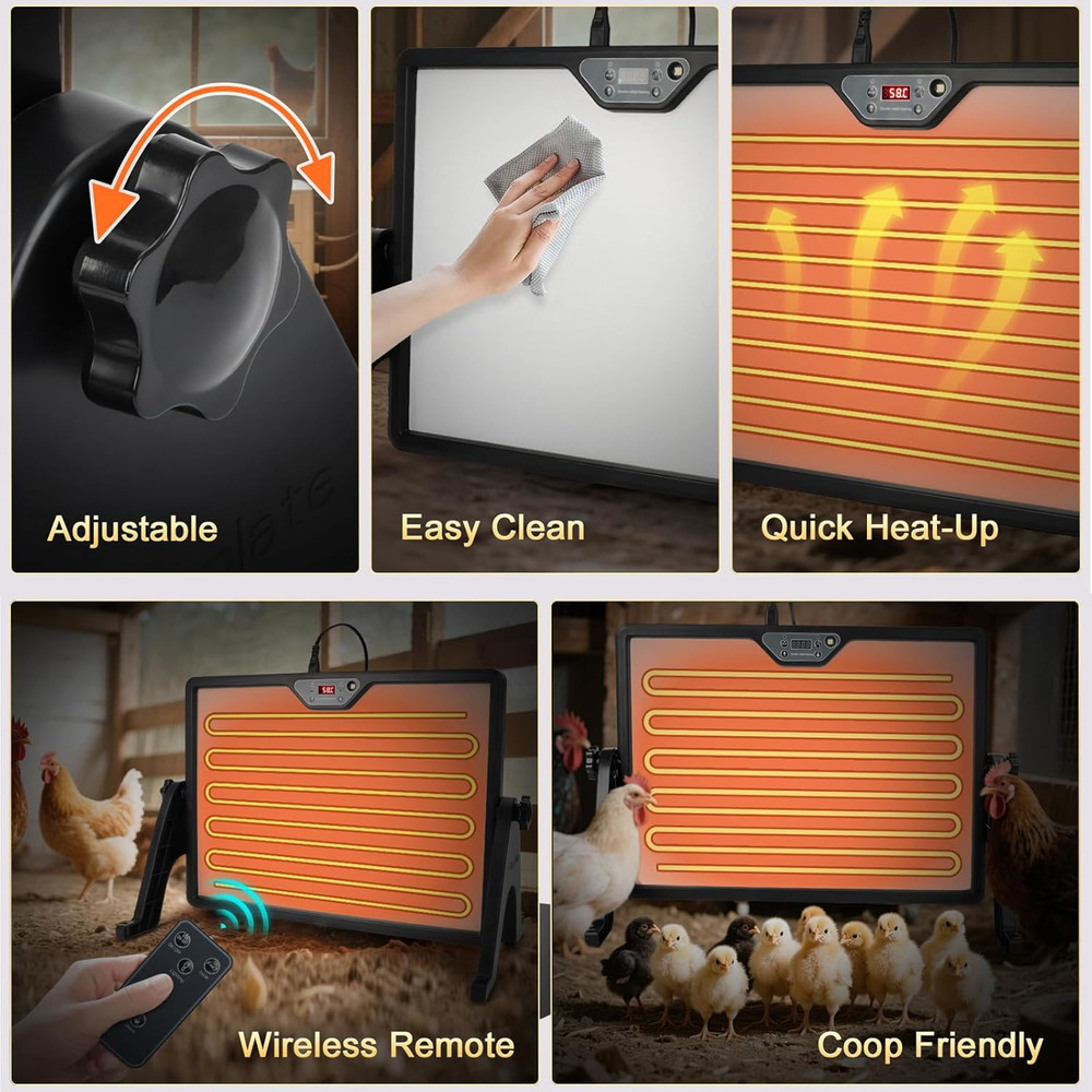 180W Chicken Brooder Heater with Stand and Remote Control, Temperature Display
