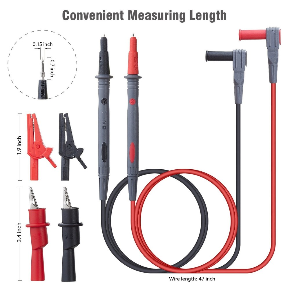 40-Inch Silicone Leads & Safety Alligator Clips for Accurate Meter Testing
