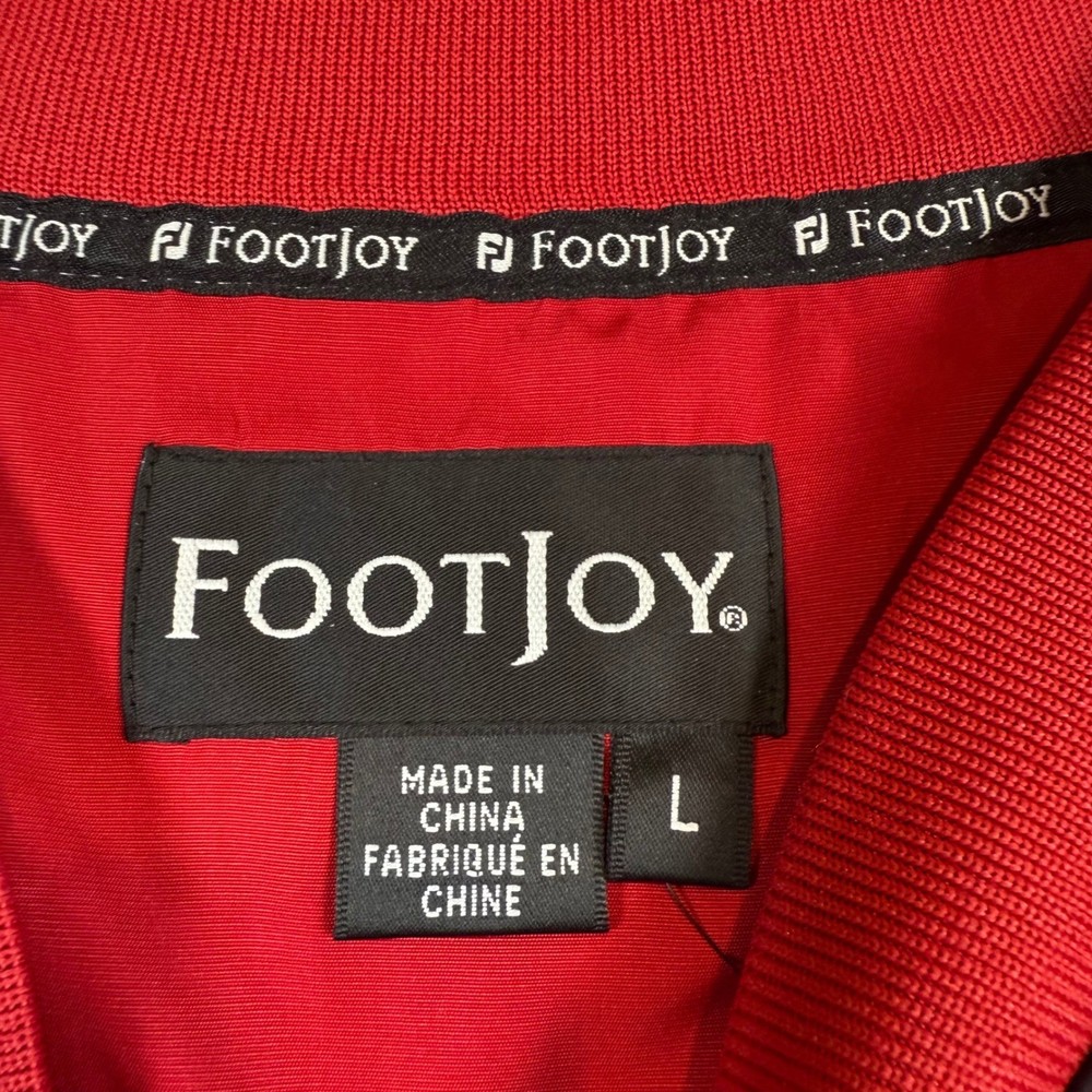 FootJoy Mens Large Golf Pullover Jacket Windbreaker Red V Neck Lightweight
