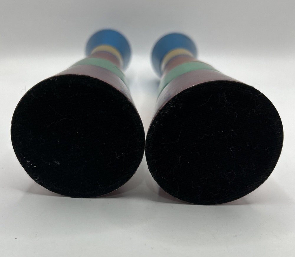 Rainbow Colored band Aluminum Slender Candlesticks