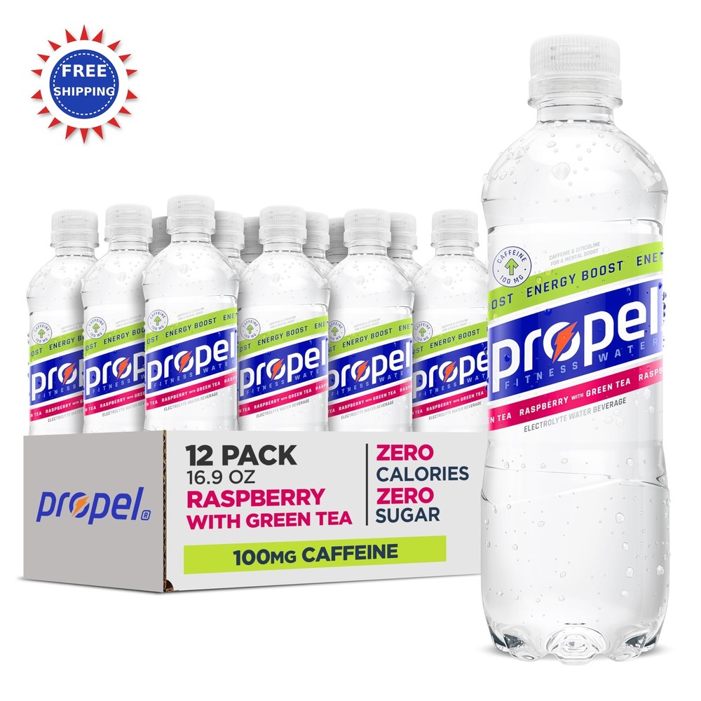 Propel Energy Boost Flavored Water Raspberry Green Tea 16.9oz 12 Pack Zero