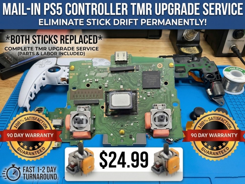 PS5 DualSense Controller Stick Drift MAIL-IN-REPAIR-SERVICE TMR Hall Effect Fix