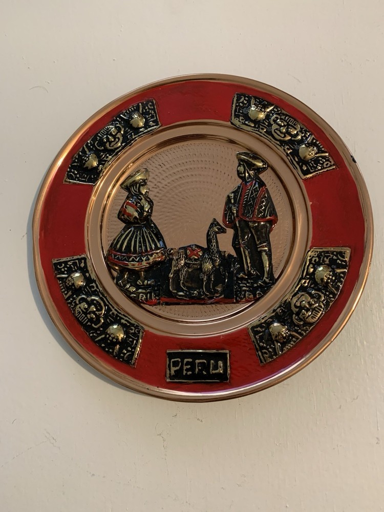 Vintage Peru  Copper Red Wall Plate