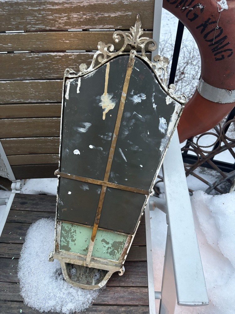 🪞 Art Deco Wall Mirror with Cast Iron Planter Pocket 🌿