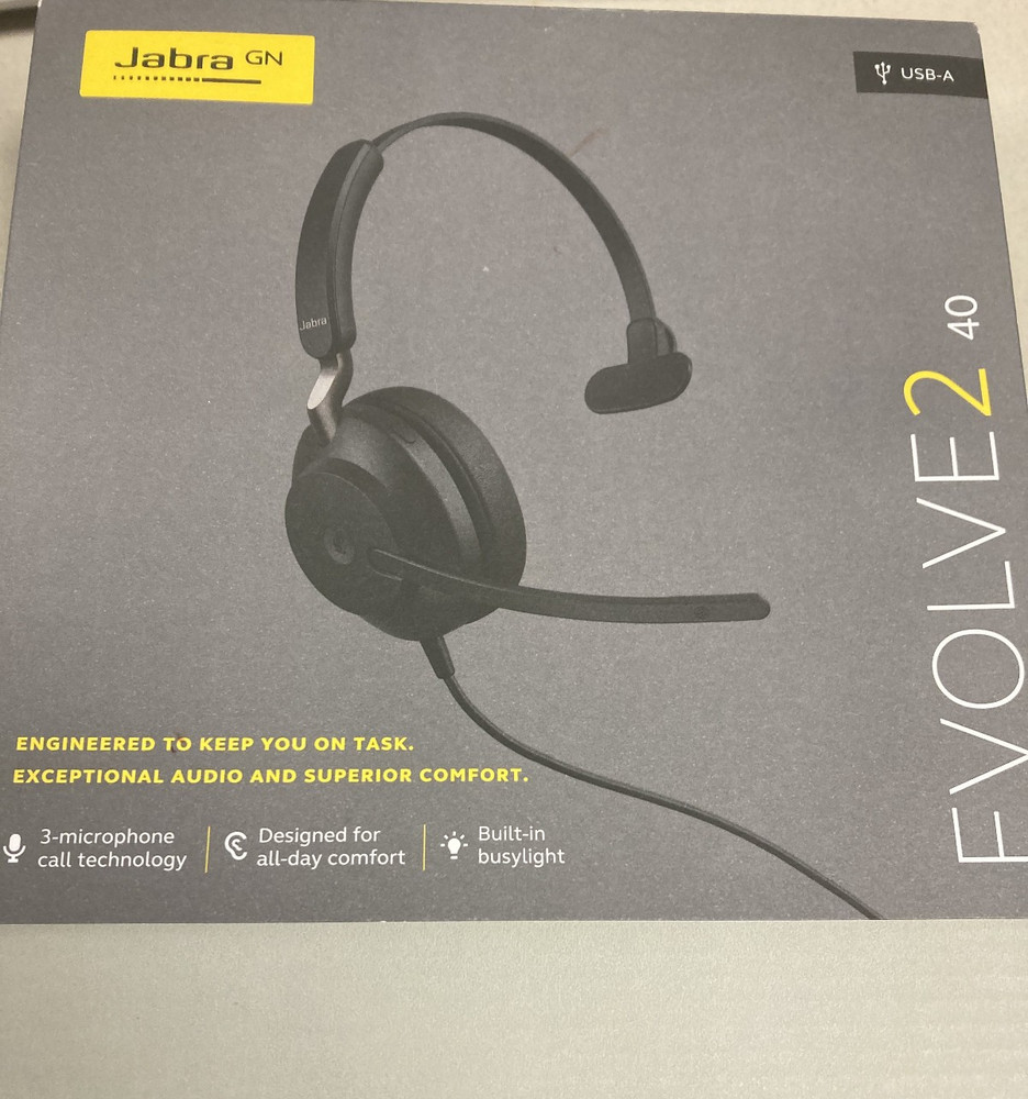 Jabra Evolve 2 40 MS Mono USB-A Corded Headset Open Box