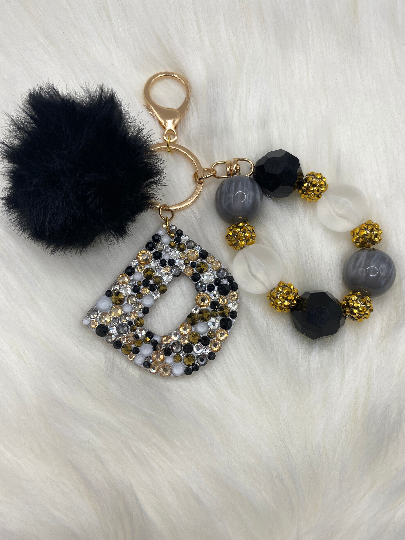 Monogram Letter Bubble Gum Bead Keychains