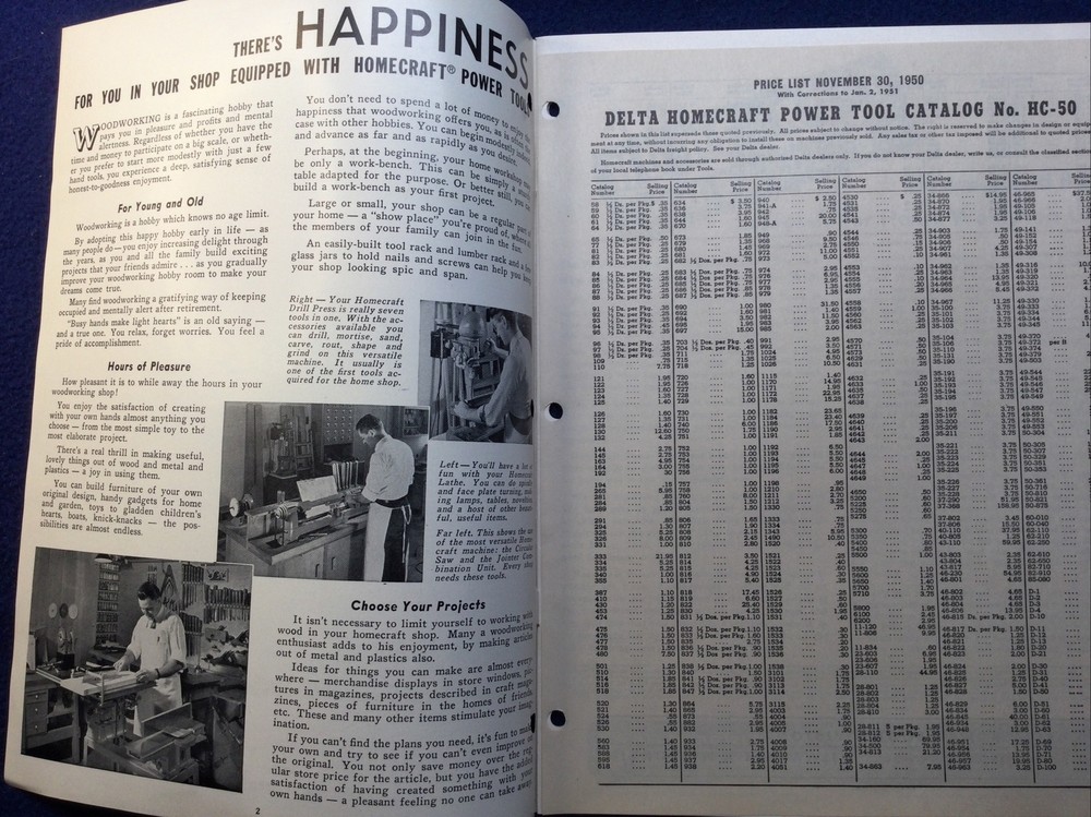 Vintage 1950 DELTA HOMECRAFT POWER TOOLS Catalog