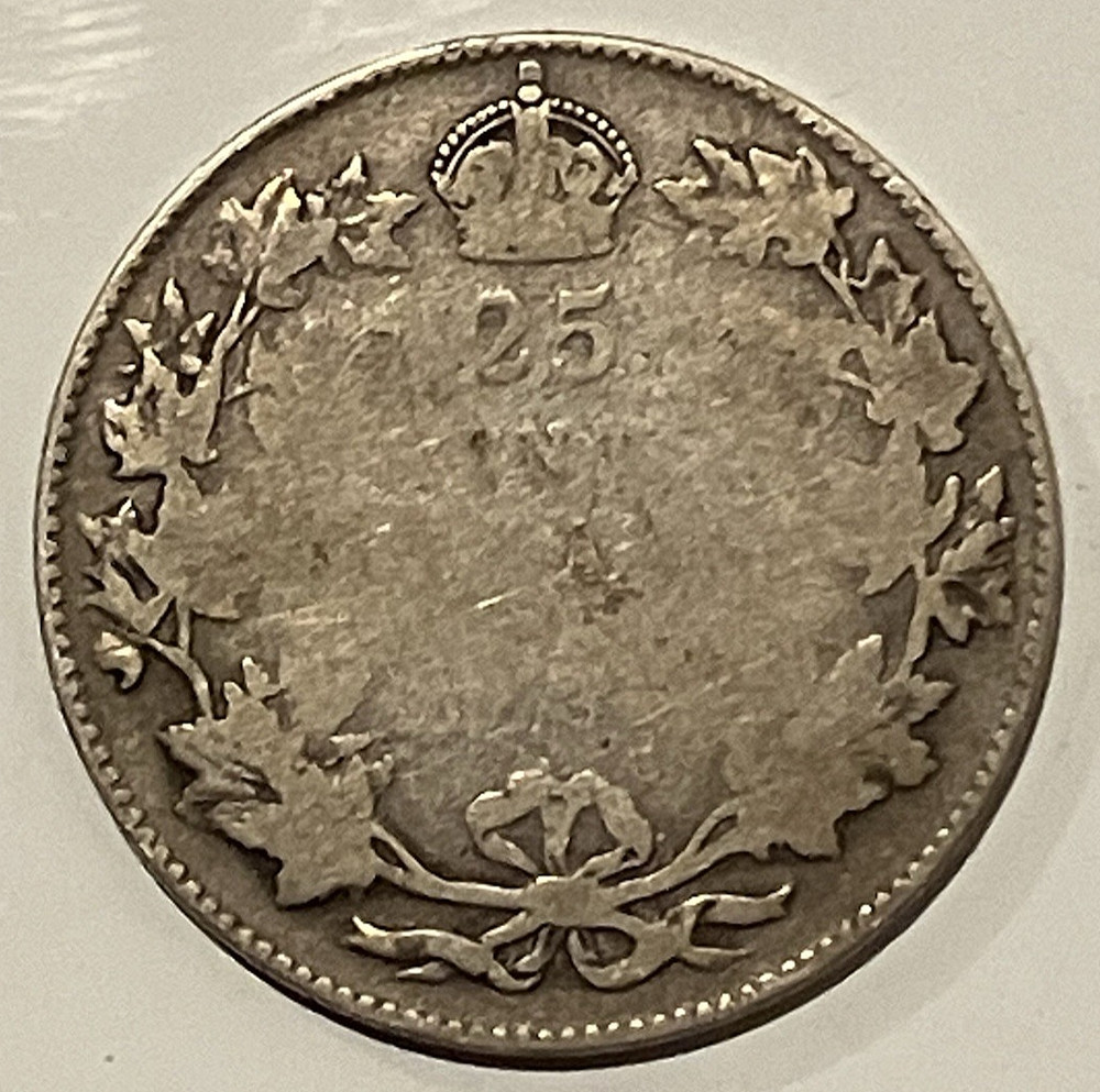 1936 George V Canada Silver Quarter.