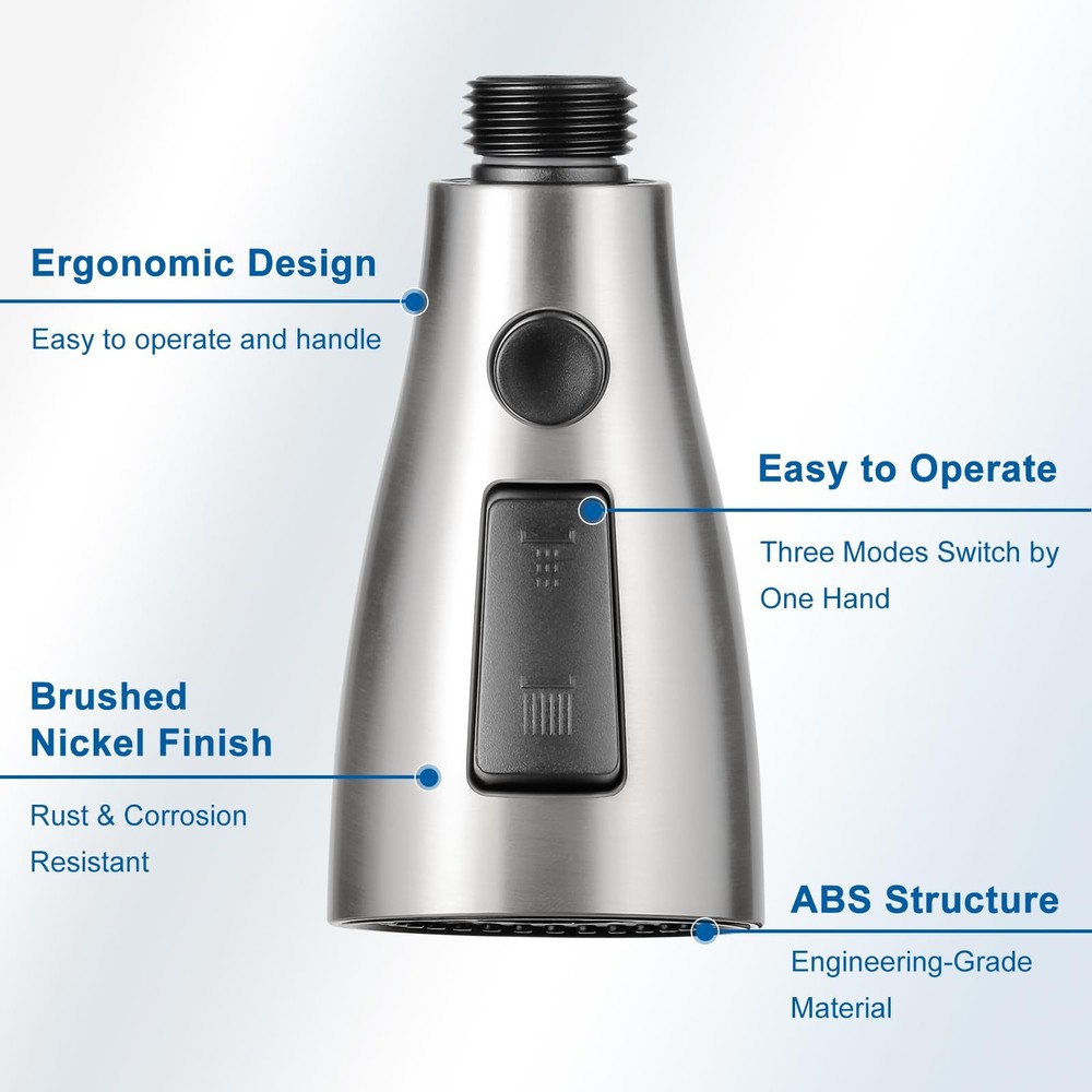Kitchen Faucet Spray Head Replacement, 3-Function, 9 Adapters, Moen/Delta Com...