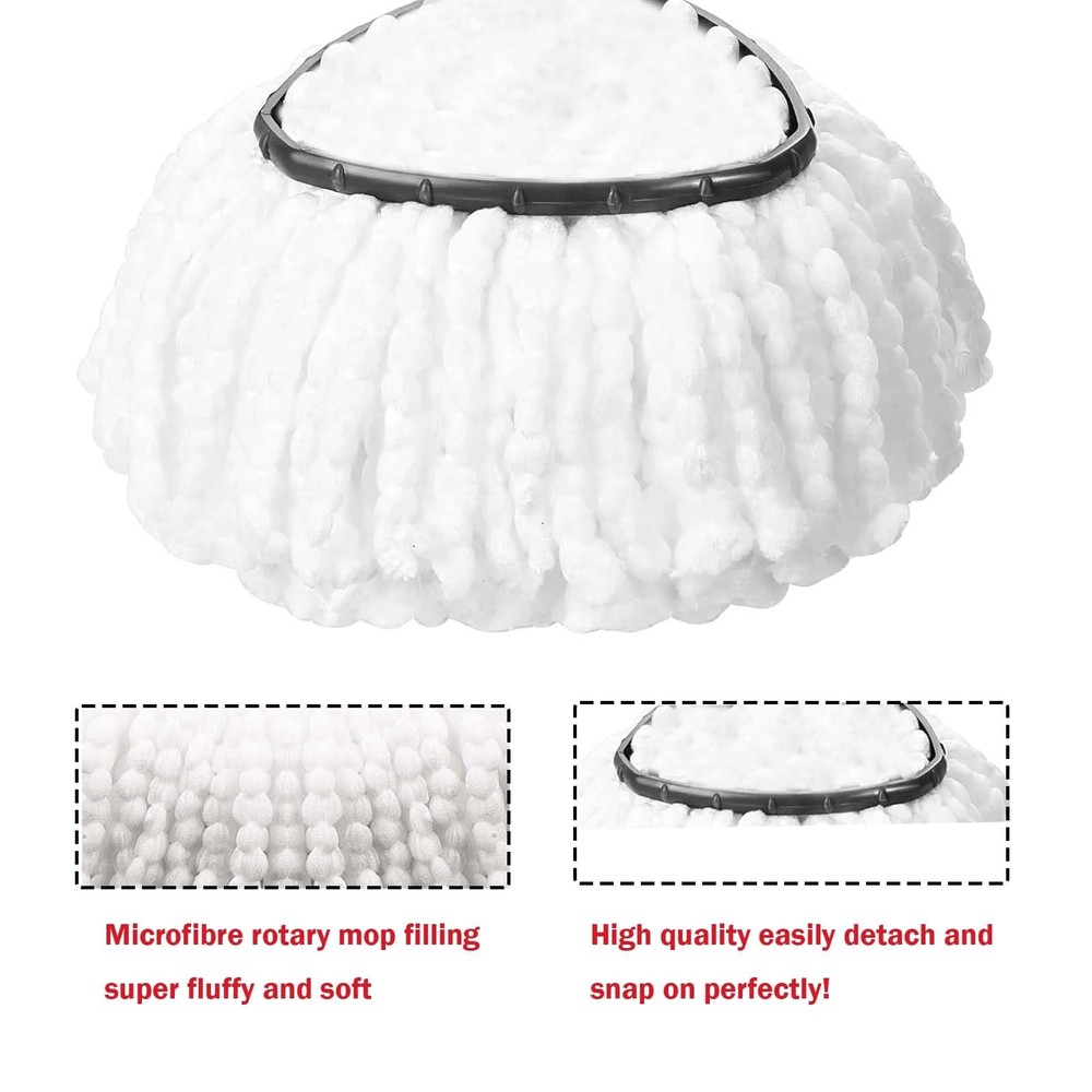 4 Pack Mop Replacement Heads, Spin Swivel Mop Refill, Deep Clean