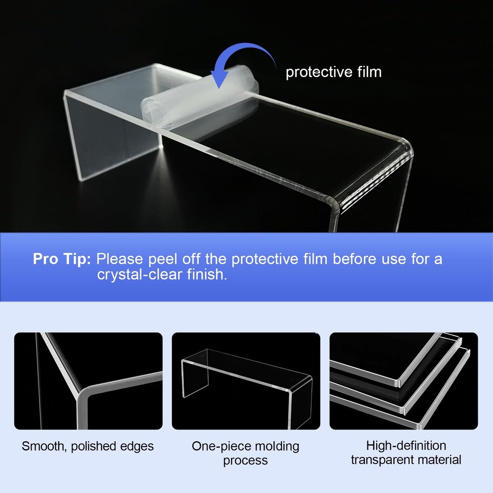 OVNTHYK Acrylic Risers 8 Pcs – Clear Rectangular Display for Perfume clear