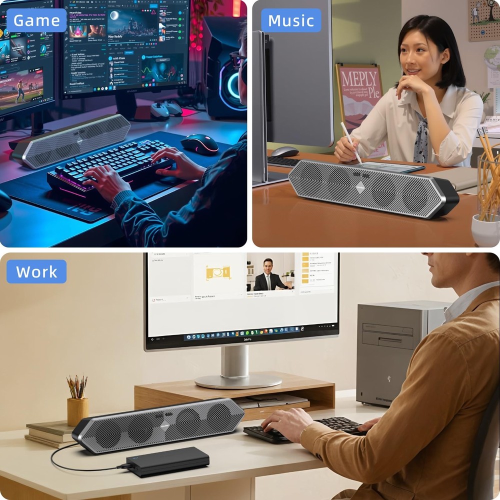 HPSWUW Computer Speakers for Desktop Pc, Wired USB Powered Bluetooth PC Speak...