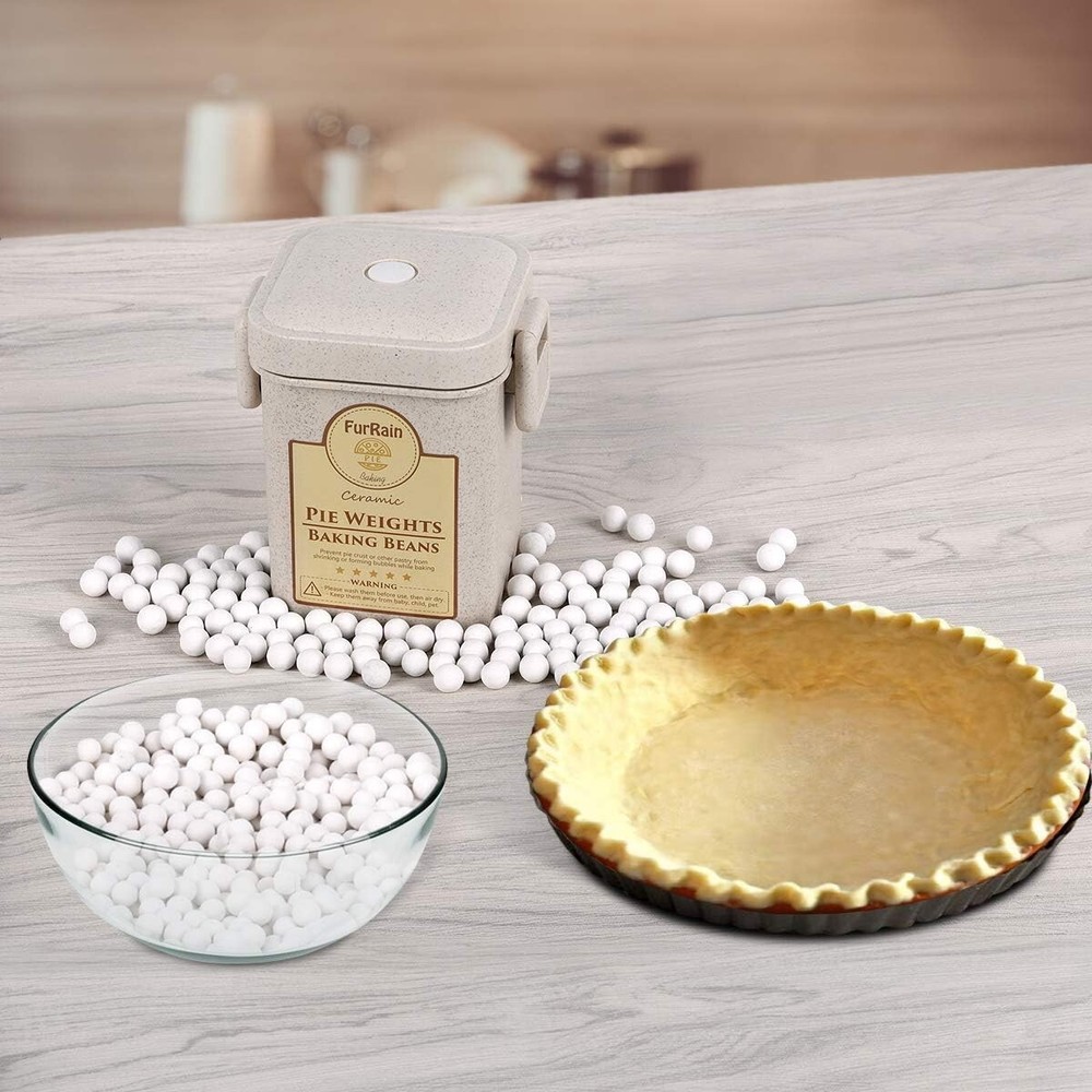 Reusable Ceramic Pie Weights - Essential 10mm Baking Beans in Straw Container