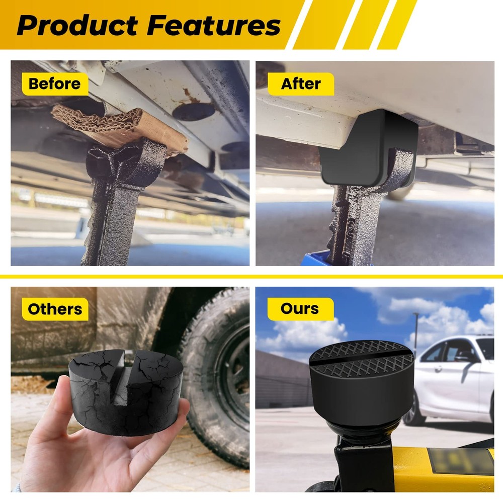 Rubber Jack Pad Pinch Weld Adapter, Universal Slotted Frame Rail Protector for