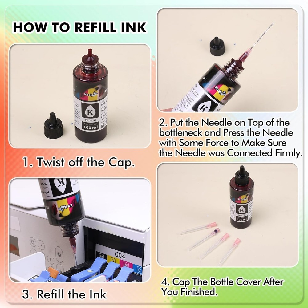 Refillable 200ML Black Ink for Koala Printers - Vivid Transfer Effects