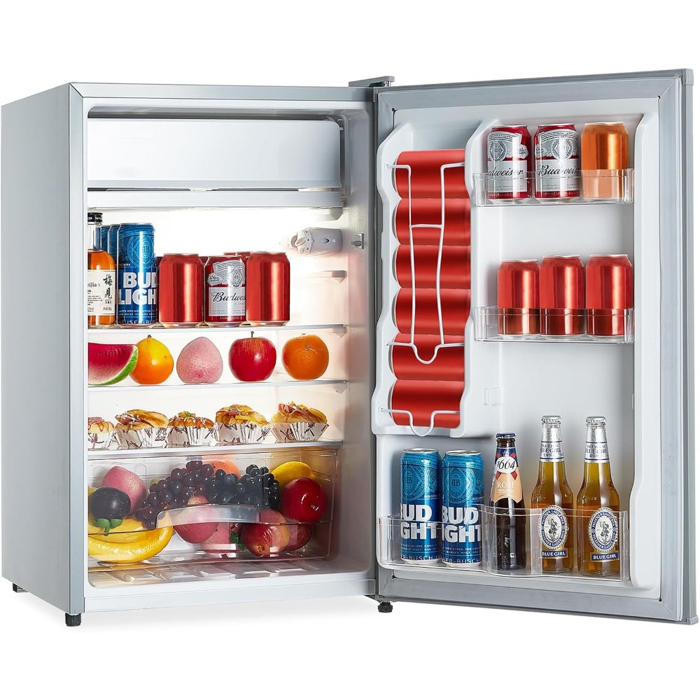 122L Compact Refrigerator W/ Freezer, 7-Level Temp Control & Easy-Clean Interior