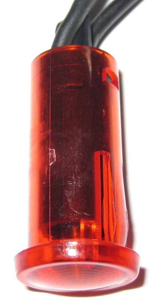 Red Circular 1/2" Panel Mount Indicator Plastic Neon Light w/ Wires - 110V AC
