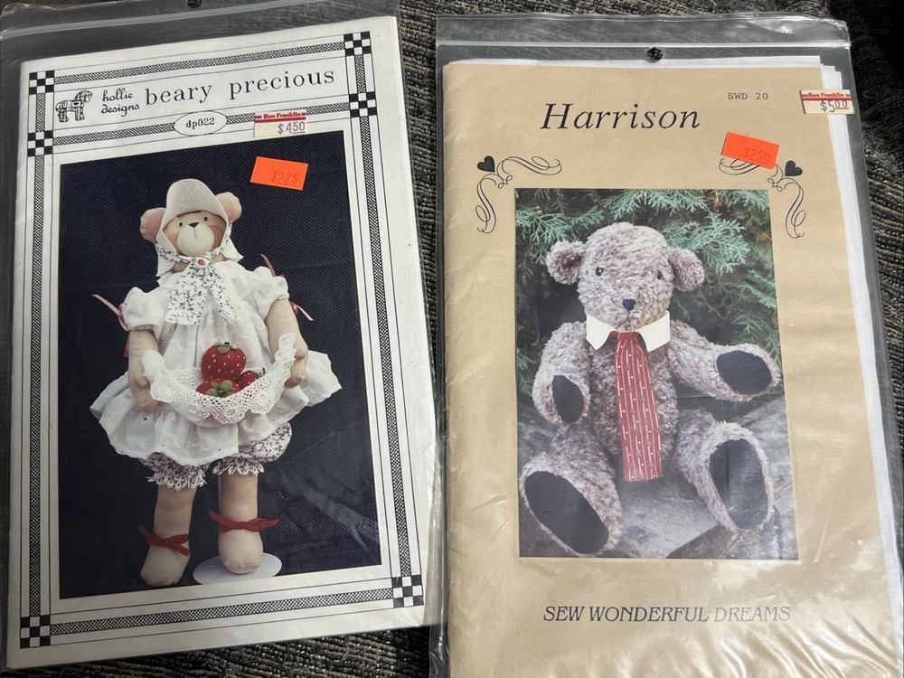 Bear Patterns Sewing Crafts Bundle Lot 2 Doll HARRISON beary Designs