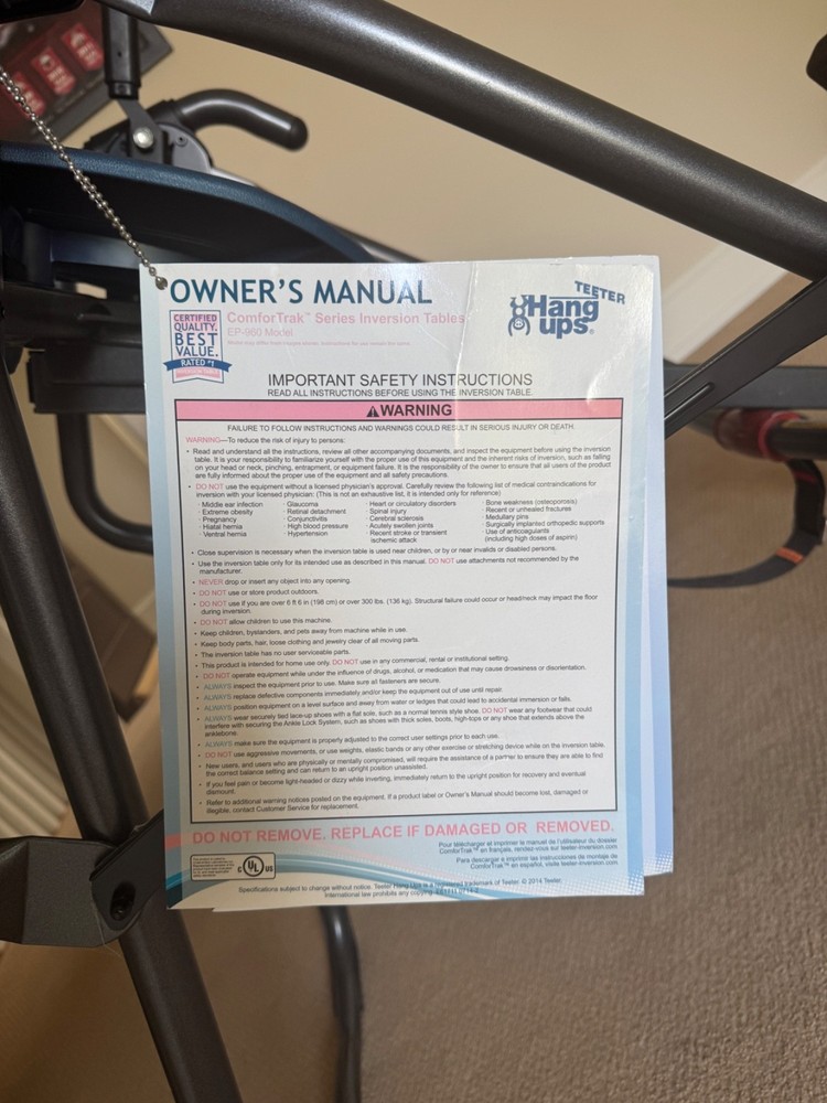Teeter Hang Ups EP-960 Inversion Table with Back Pain Relief