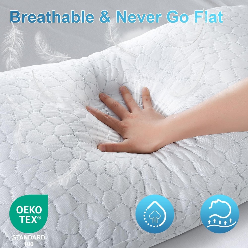 QUTOOL Cooling Pillow for Sleeping, CertiPUR-US Shredded Memory Foam Standard...