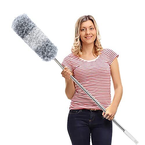 Microfiber Feather Duster Extendable Duster with 100 inches Extra Long Pole,