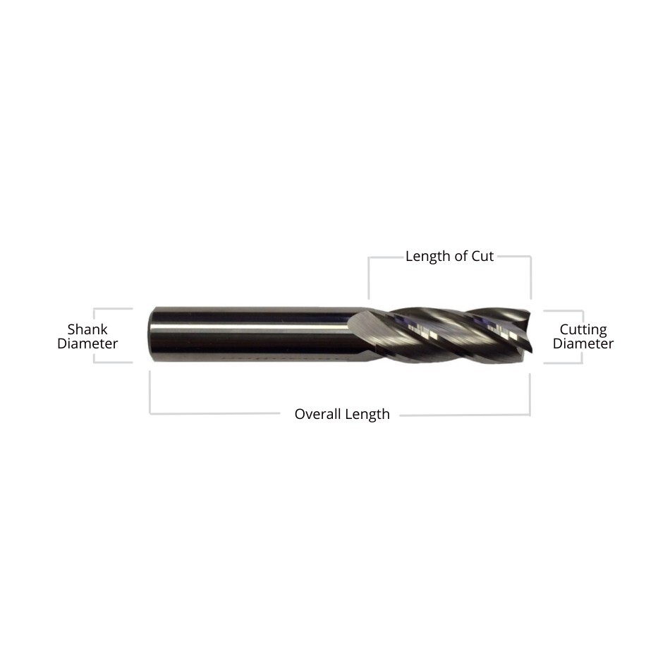 3/8" 4 FLUTE CARBIDE END MILL - REGULAR LENGTH