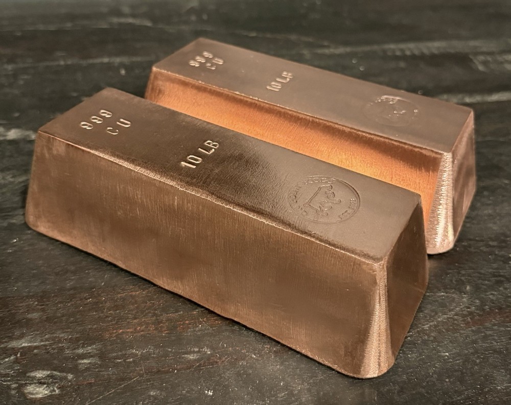 10 Lb .999 Solid Copper Bar | Hand Poured Copper Bullion