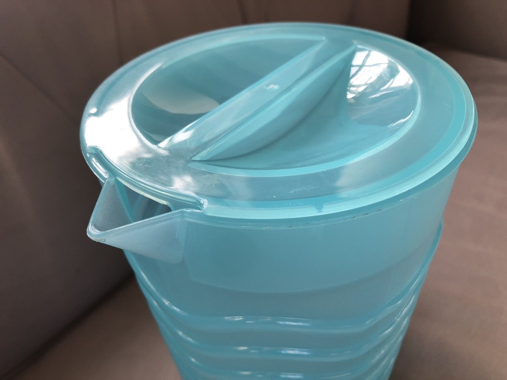 Vintage 1990’s 2 QT Aqua Wavy Pitcher, Plastic