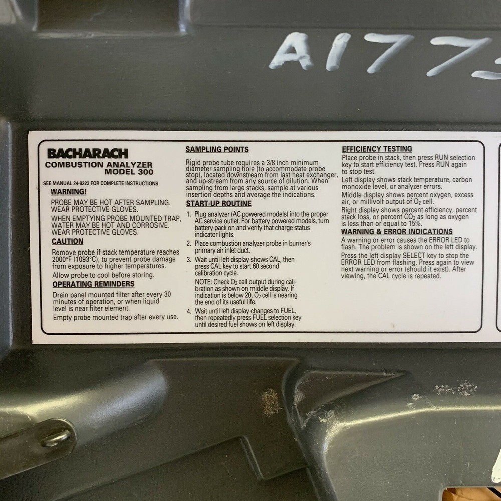 Combustion Analyzer Model 300 Bacharach