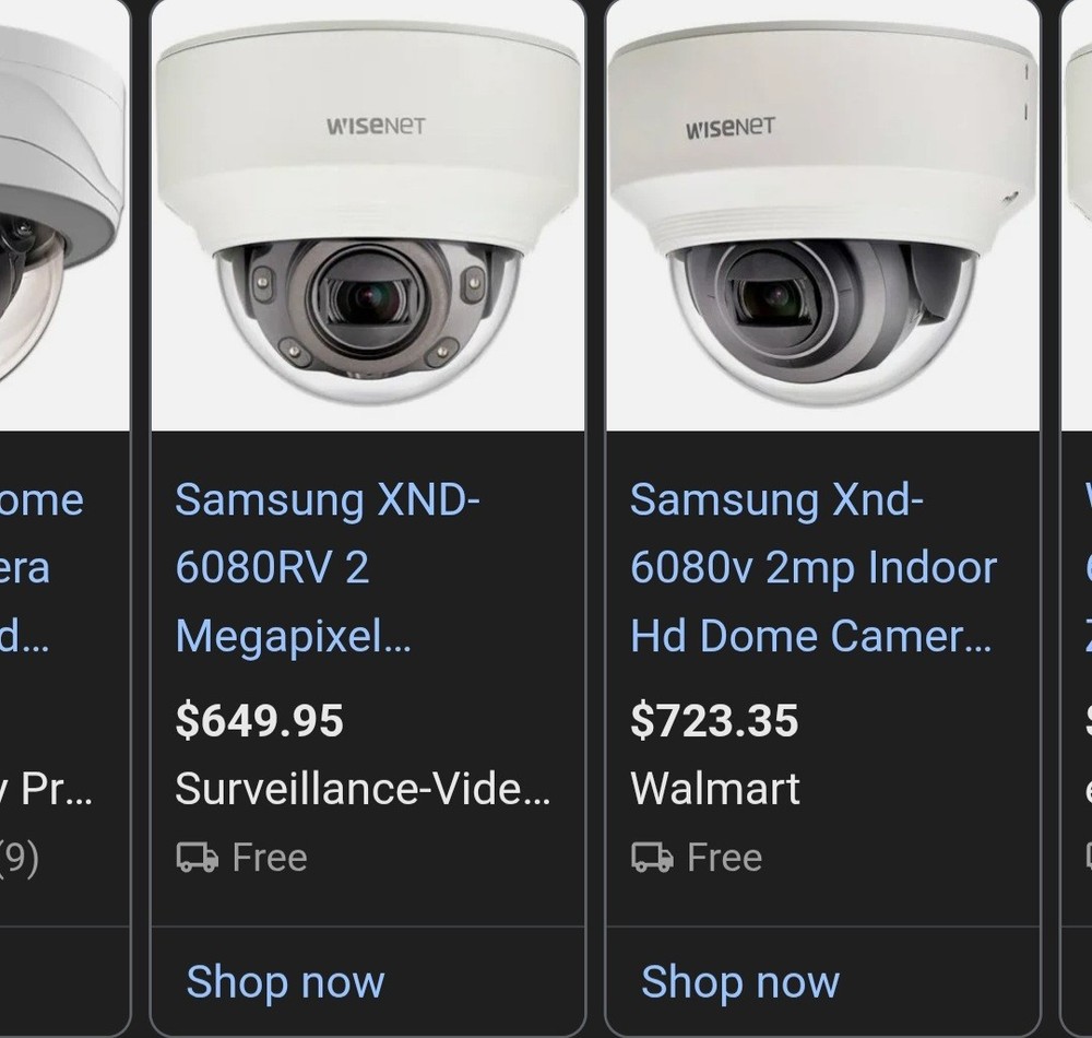 Wisenet XND-6080RV Wired Indoor Dome Security Camera *NOTE Below*
