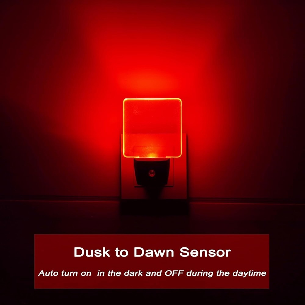 2-Pack Red LED Plug-In Lights – Dusk Sensor