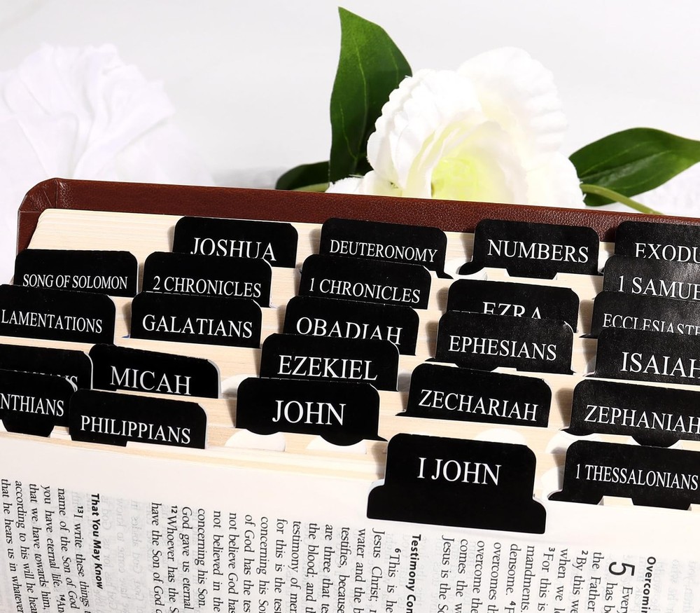 Bible Tabs Black for Men Paper Index Tabs Scripture Study Chapter Markers Set