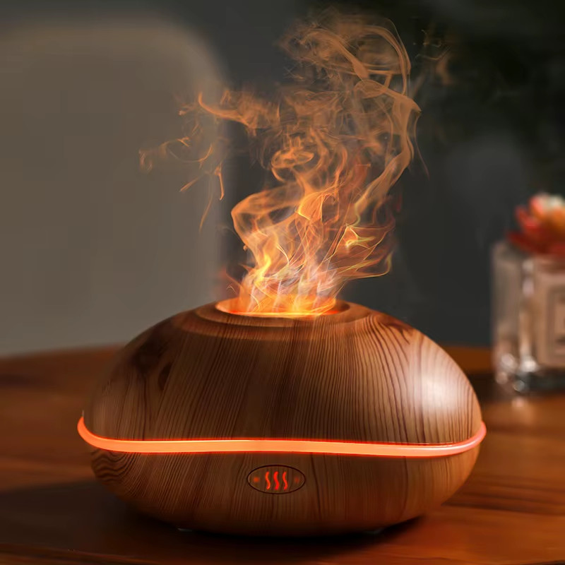 Flame Effect Aroma Diffuser Essential Oil Humidifier LED Light Home Decor