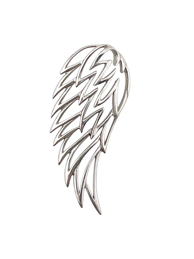 EXQUISITE Artisan Angel Wing or Feather Solid Silver Pendant OOAK🎄
