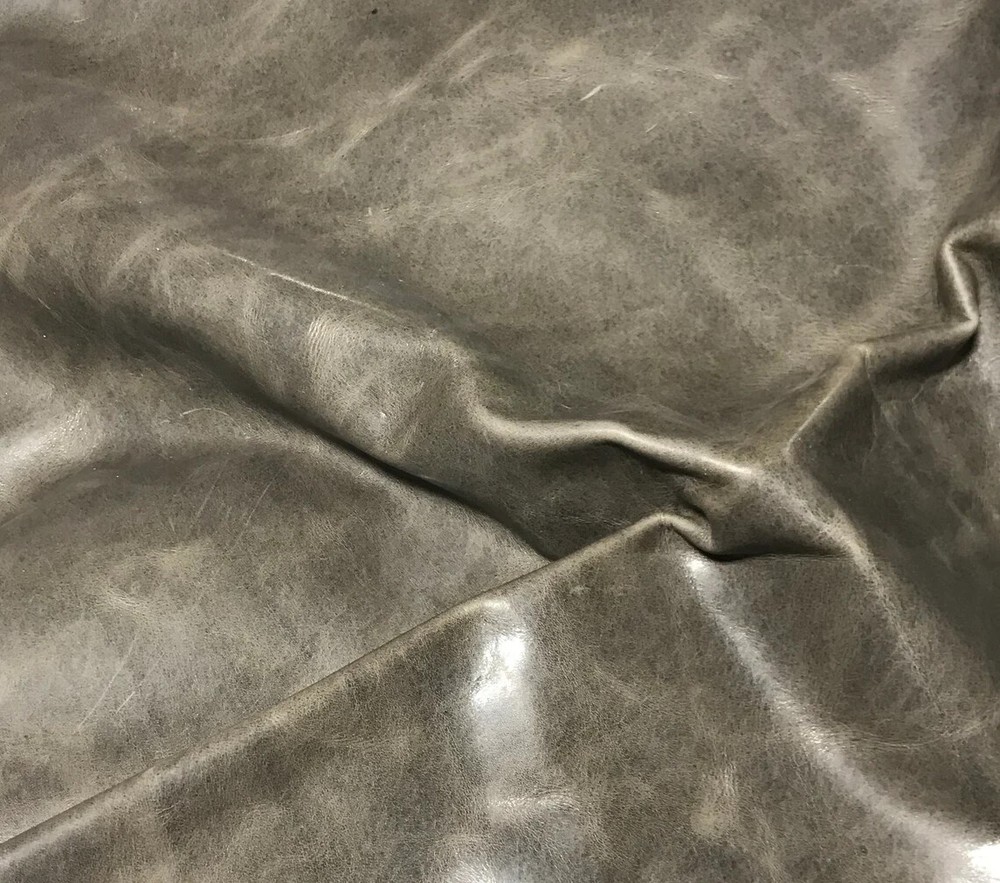 MOTTLED DARK TAUPE Smooth Cow Hide Leather Hide 6 Square Feet