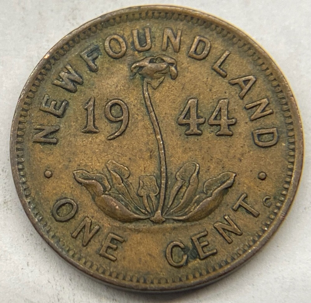 Newfoundland 1944 1 Small Cent Coin - Very Fine