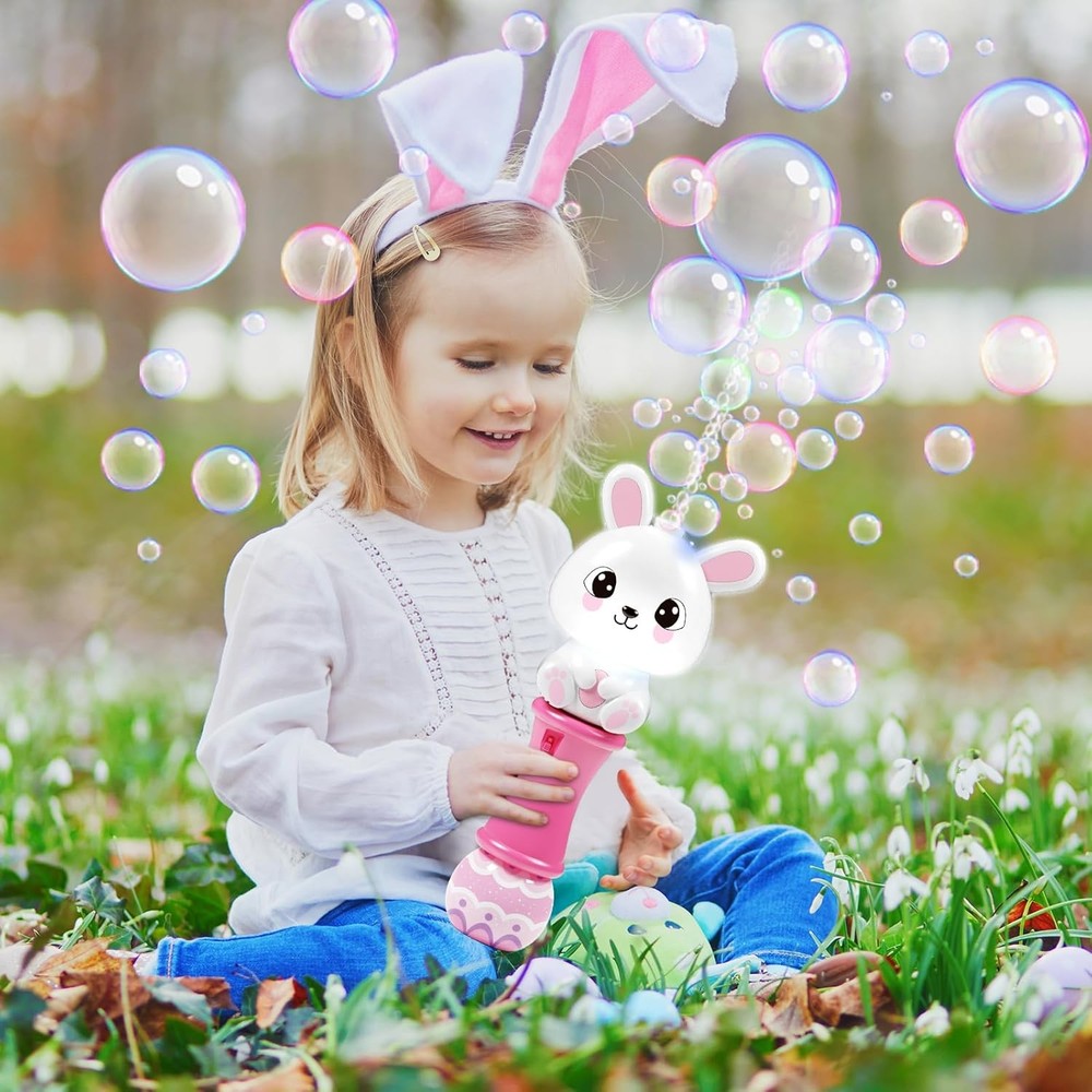 SpringFlower Bubble Blower Wand,Bubble Maker with LED Light-Up Effect for Kids,B