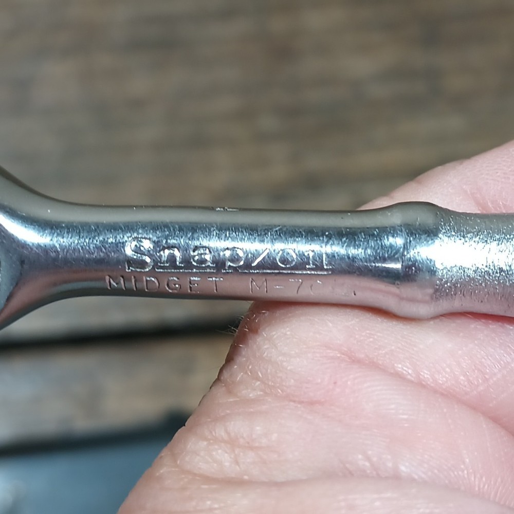 Vintage Snap-On Tools Midget Socket Wrench Set Embossed Metal Case M70 SAE
