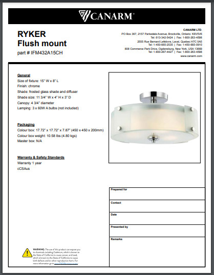 RYKER 3LT CHROME FLUSH MOUNT, 15"