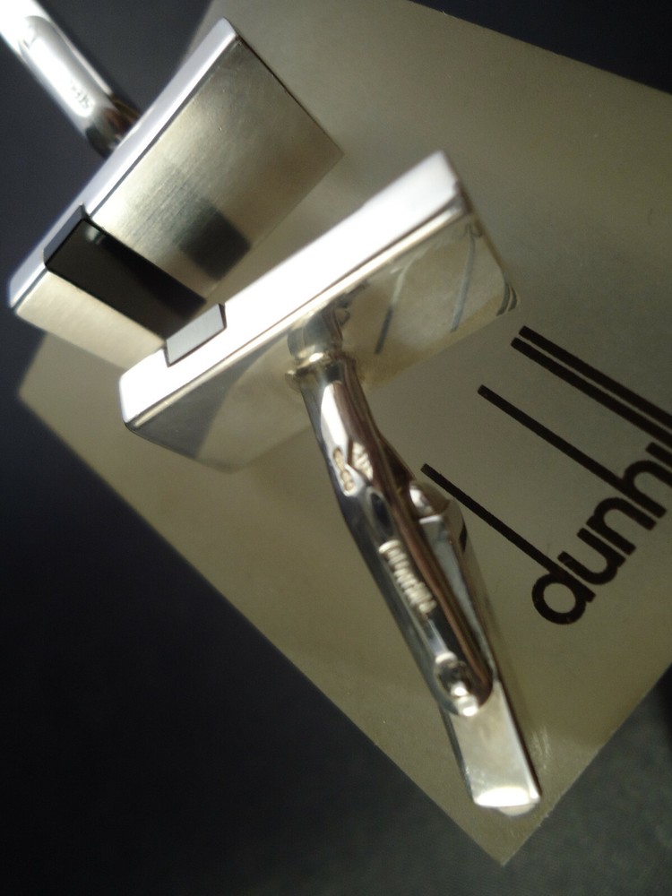 Alfred Dunhill .925 Silver Cufflinks - Onyx Panel - Hallmarked - Cased