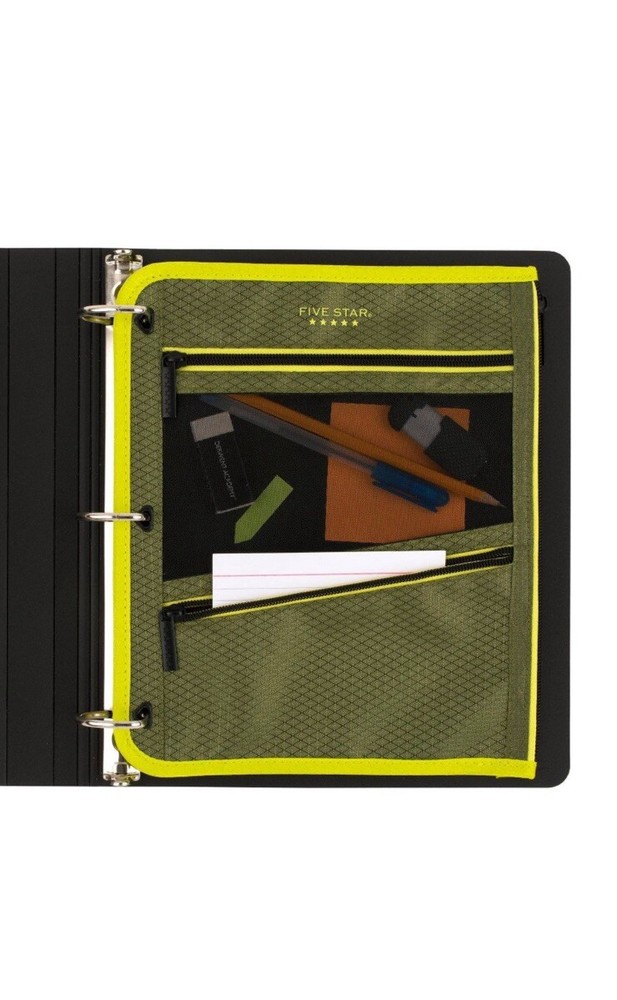 2 Pack-Five Star Large Pencil Pouch Olive/Citrus