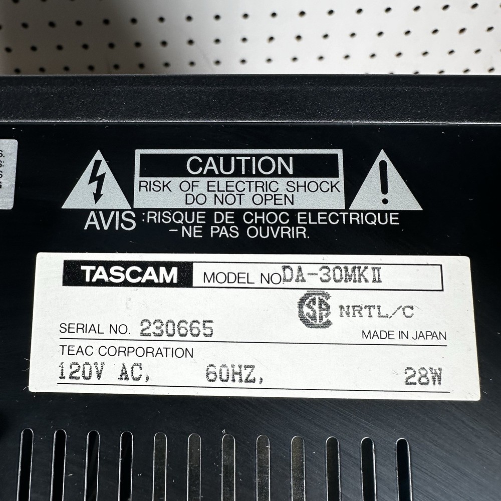 Tascam DA-30 MkII Professional DAT Deck Missing Data/Shuttle Knob ERROR 01 CODE