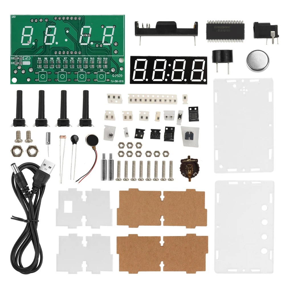 DIY Digital Clock Kit - 4 Display Modes, Dual Alarm, USB & Battery Powered