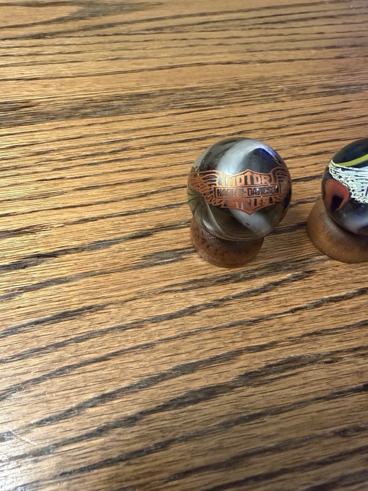 Vintage 2 Marbles w/ Harley-Davidson Logo
