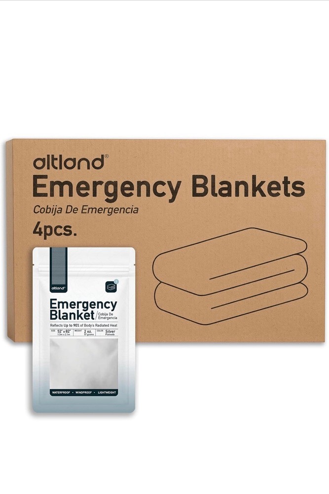 Altland 4 Pack of Emergency Blankets - Individually Packaged  Assorted Sizes
