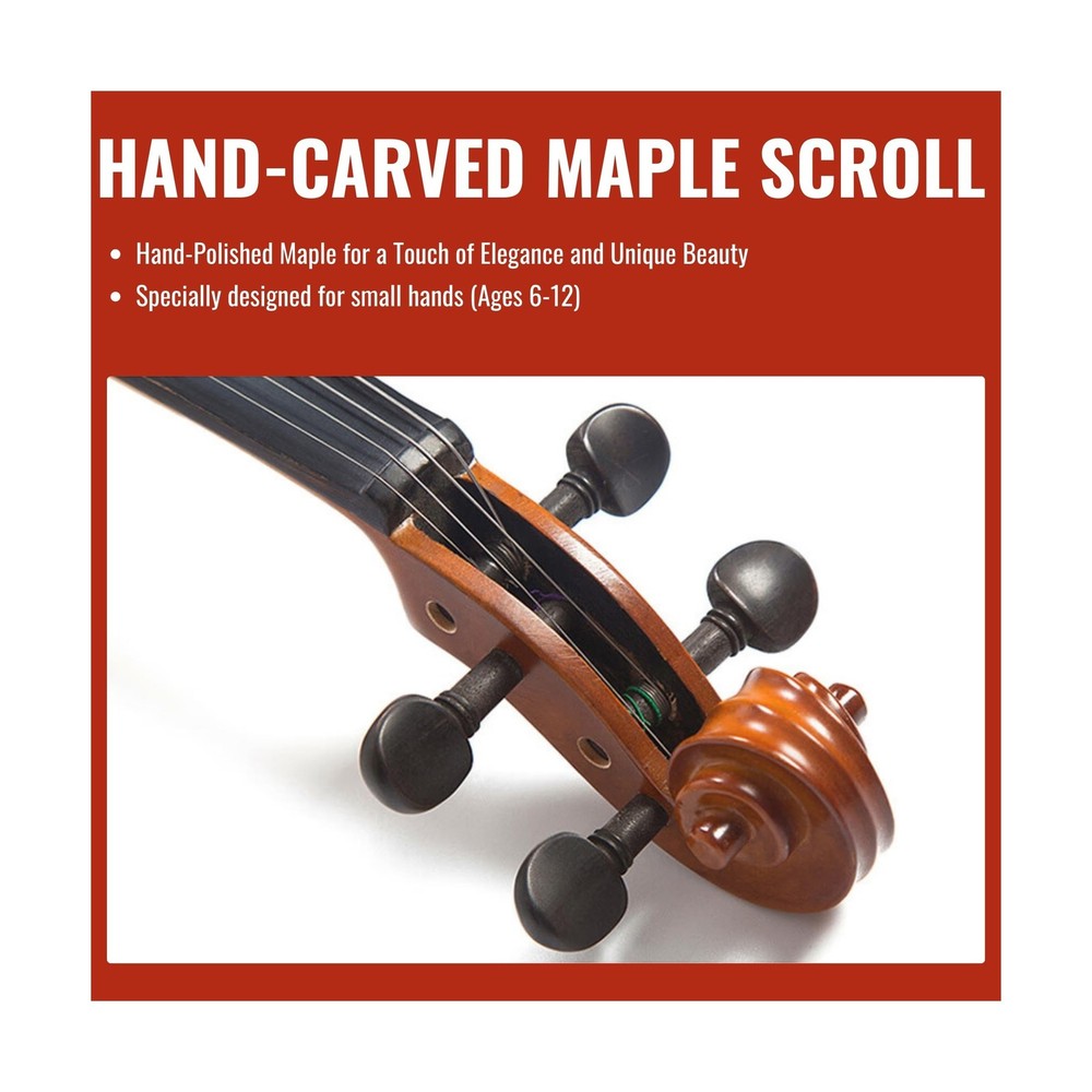 1/2 Size Violin for Kids, Half Size Fiddle - Solid Spruce & Maple with Lightw...