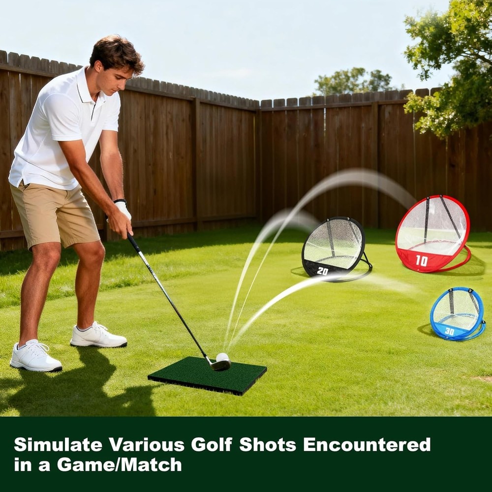3-Piece Pop-Up Golf Chipping Net Set - Perfect for Backyard Practice