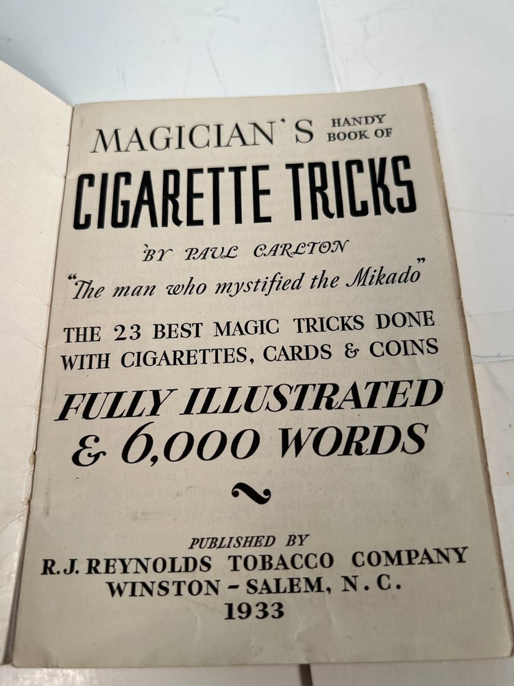 1933 Magoician's Cigarette Tricks Handy Book