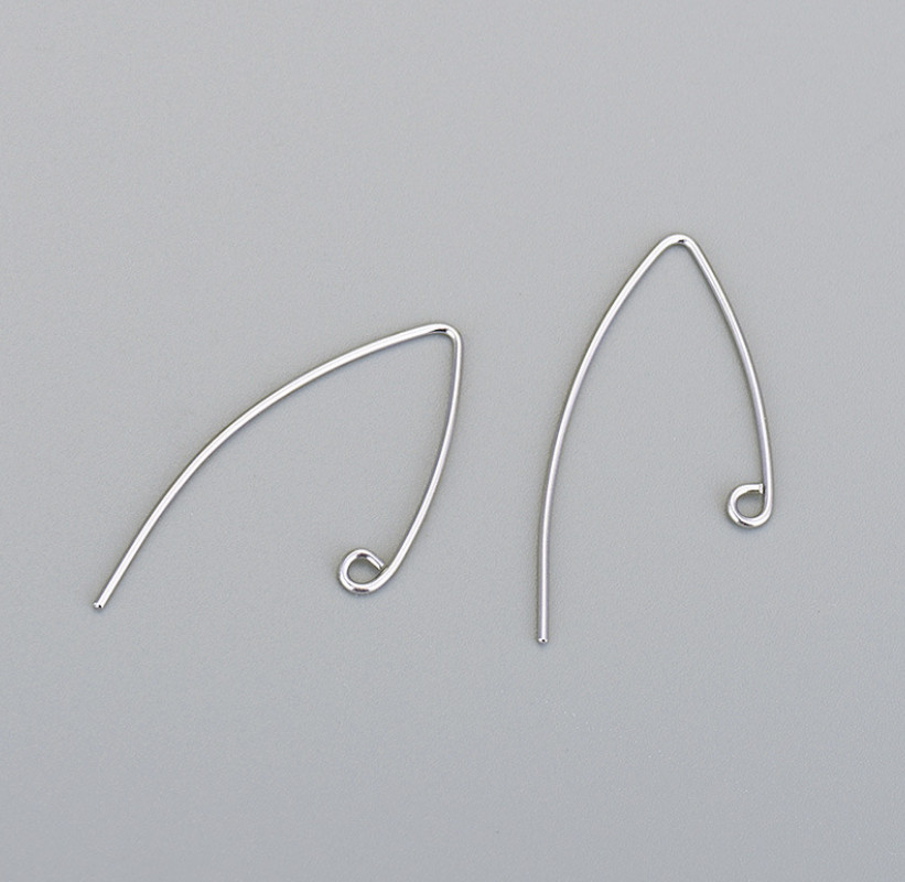 925 Solid Sterling Silver V Shape Earwire Earring Hook Findings 10pcs/5 Pairs