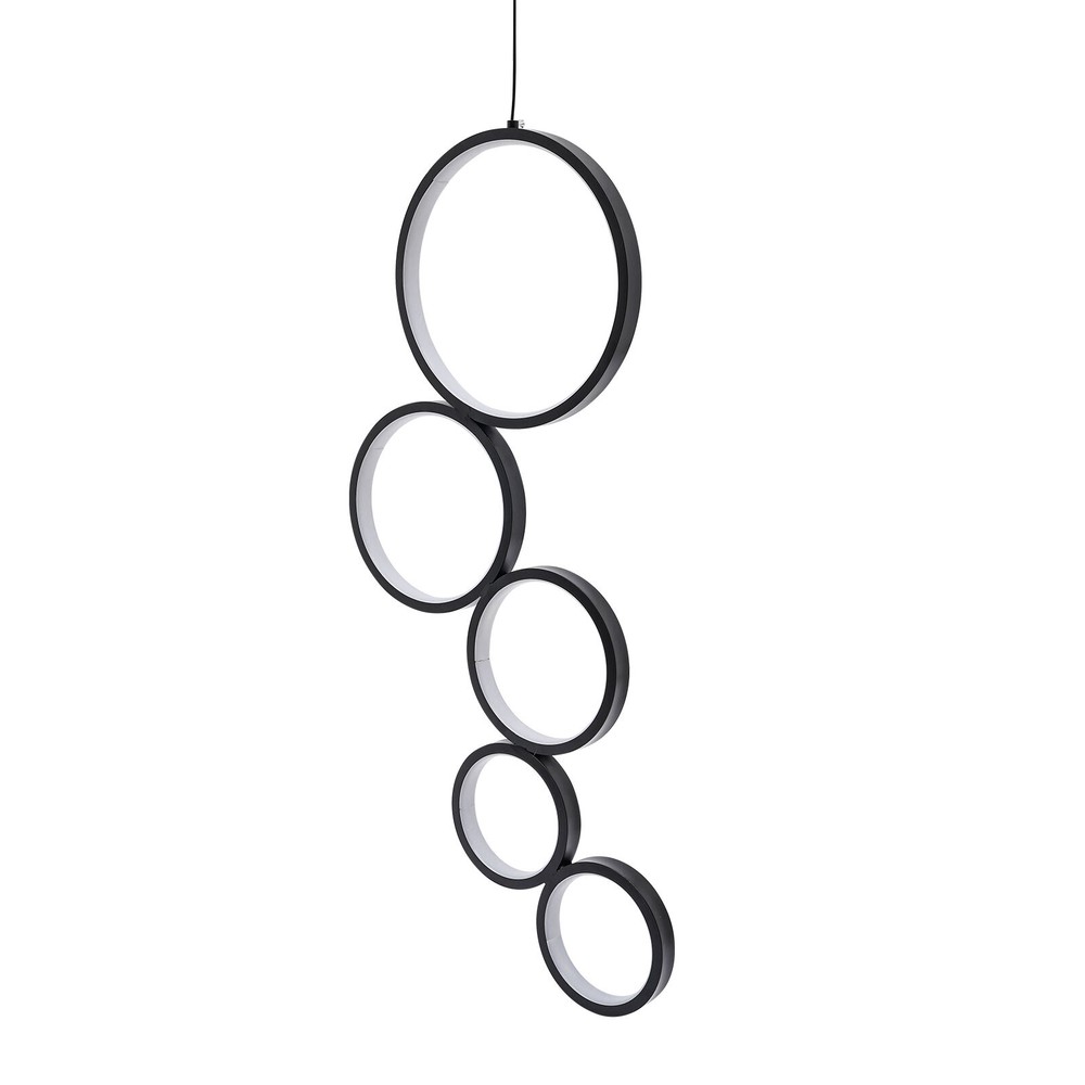 Modern 5 Rings LED Chandelier, Dimmable LED Chandelier with Remote Control